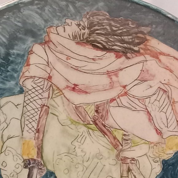 Young Samurai Hand Painted Plate - Vintage 1979 Signed- Artist L.P. Cole - Picture 8 of 15